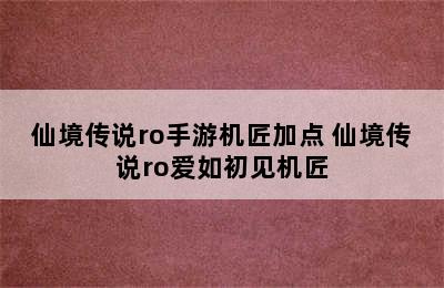 仙境传说ro手游机匠加点 仙境传说ro爱如初见机匠